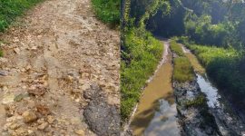 Kolase foto jalan rusak di Dusun Montorna, Desa Montorna, Pasongsongan, Sumenep (lensamadura.com/istimewa)