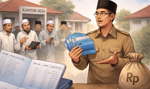 Ilustrasi kepala desa dan guru ngaji